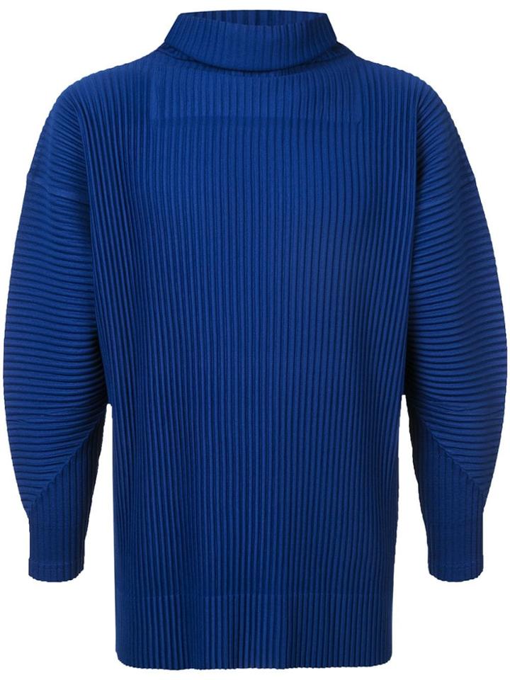 Homme Plissé Issey Miyake Micro-pleated Rollneck Sweater - Blue