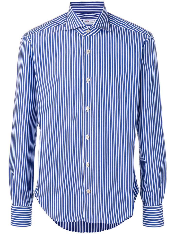 Kiton - Striped Shirt - Men - Cotton - 44, Blue, Cotton