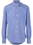 Kiton - Striped Shirt - Men - Cotton - 44, Blue, Cotton