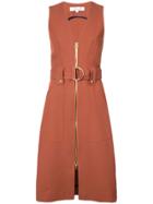 Dvf Diane Von Furstenberg Zip Front Belted Dress - Brown