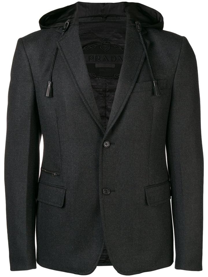 Prada Hooded Blazer - Grey