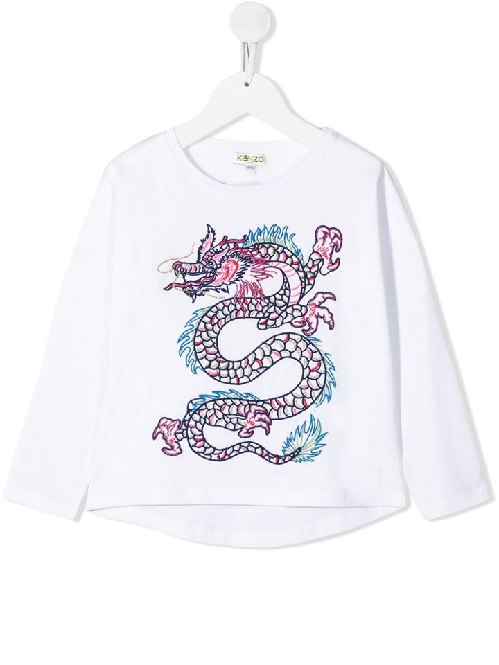 Kenzo Kids Teen Embroidered Japanese Dragon Sweatshirt - White