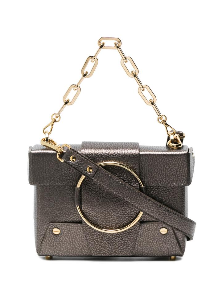 Yuzefi Brown Metallic Asher Box Shoulder Bag
