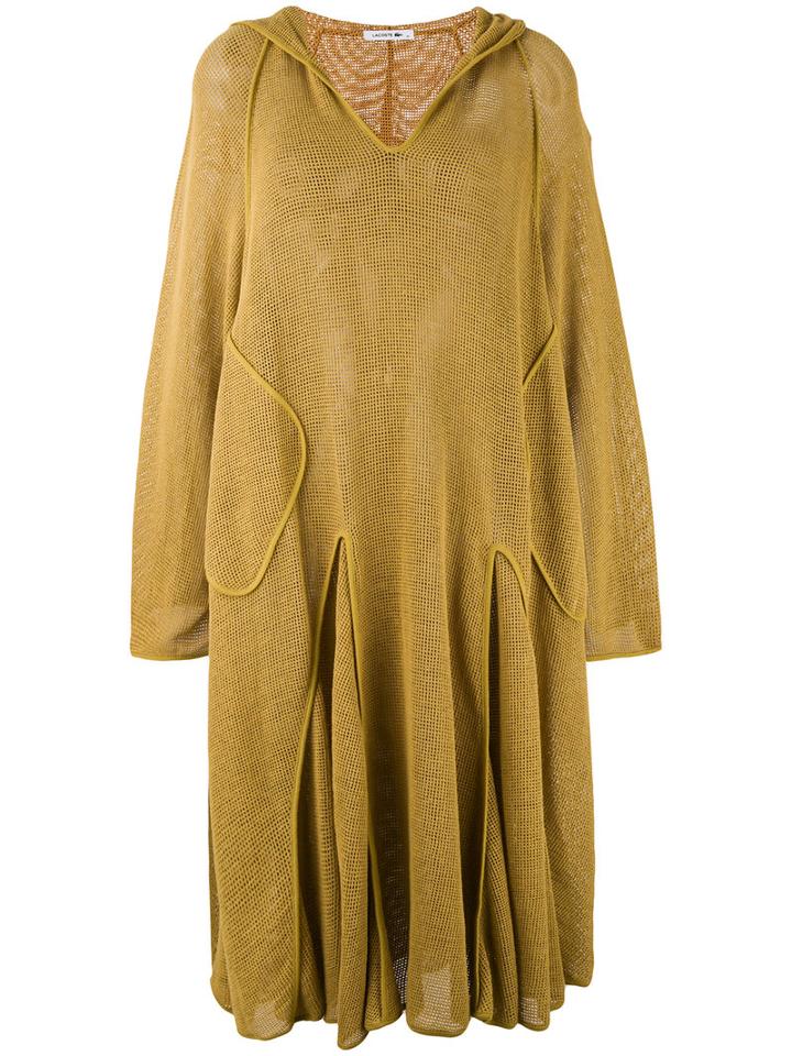 Lacoste - Mesh Hooded Dress - Women - Cotton - 36, Green, Cotton