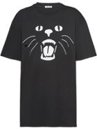 Miu Miu Printed Cotton T-shirt - Black