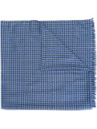 Brioni Checked Scarf, Men's, Blue, Silk