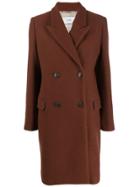Closed Double-breasted Midi Coat - Brown