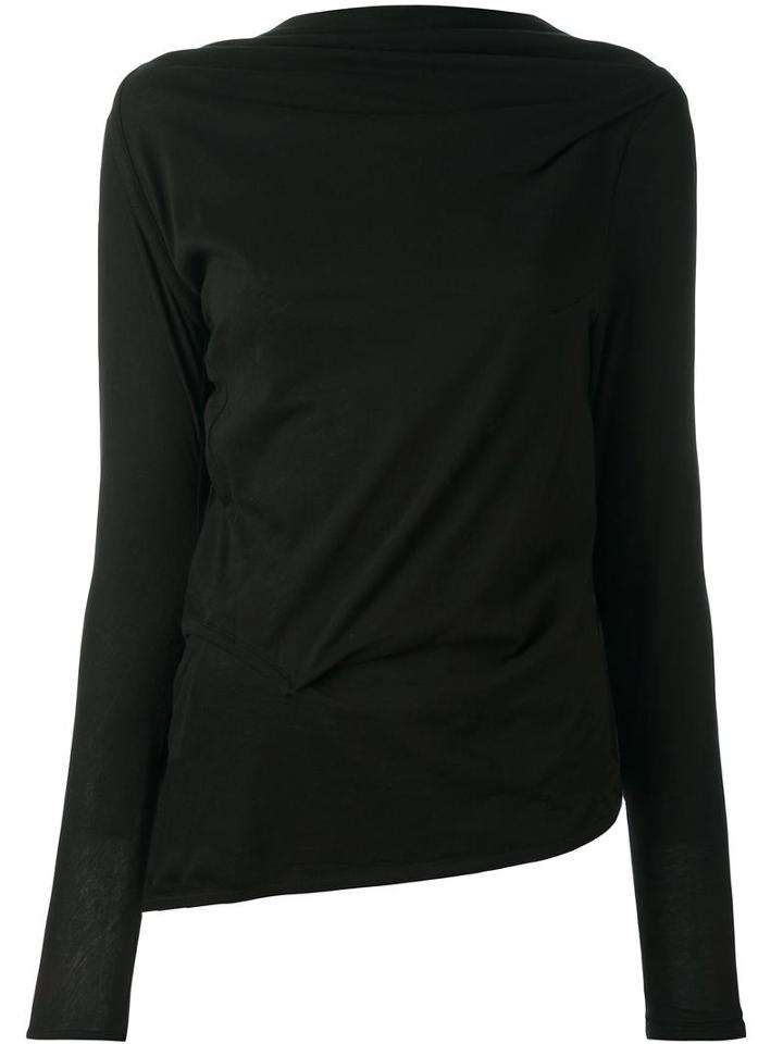 Ann Demeulemeester Draped Longsleeved Top, Women's, Size: 44, Black, Cotton