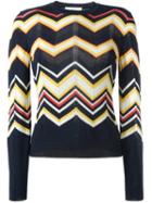 Vanessa Bruno Athé Chevron Knit Jumper, Women's, Size: Medium, Blue, Merino