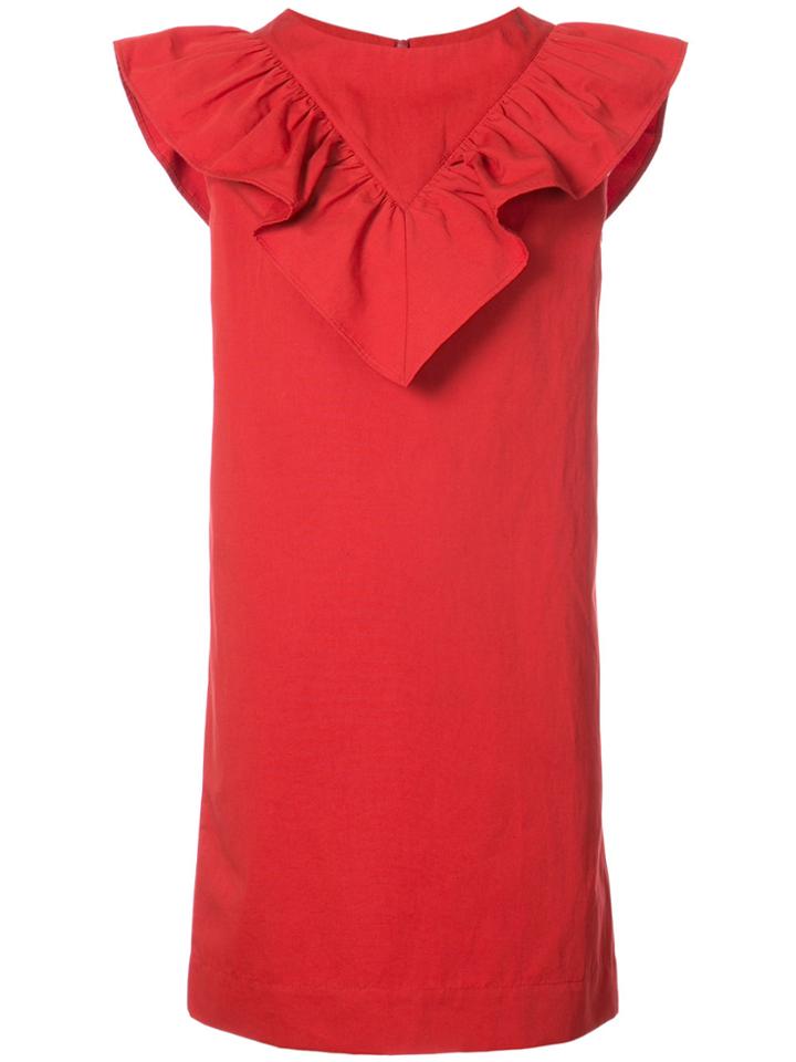 Atlantique Ascoli Frill Trim Dress - Red