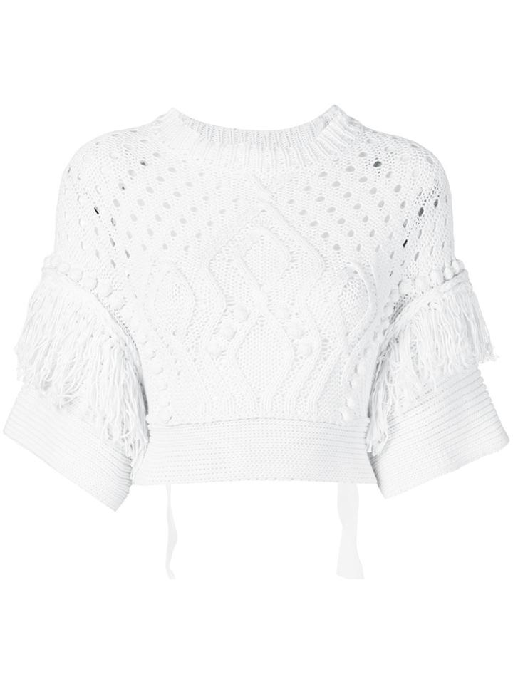 Red Valentino Cropped Crochet Jumper - White