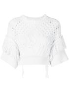 Red Valentino Cropped Crochet Jumper - White