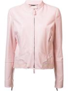 Roberto Cavalli Lace Insert Leather Jacket - Pink & Purple
