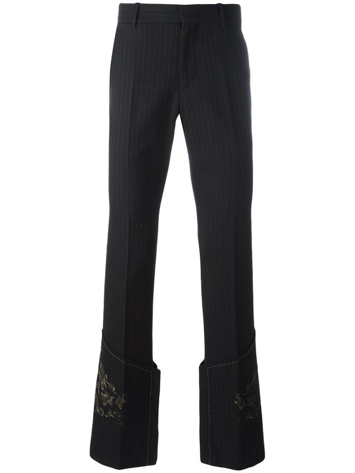 Alexander Mcqueen Printed Straight-leg Trousers, Men's, Size: 46, Black, Cotton/wool/acetate/viscose