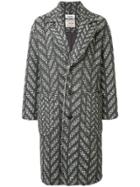 Coohem Herringbone Tweed Coat - Grey