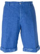 Etro Floral Detail Shorts, Men's, Size: 54, Blue, Linen/flax