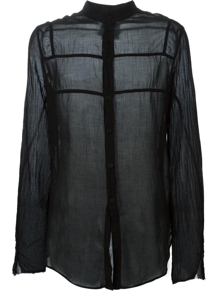 Lost And Found Rooms Sheer Band Collar Shirt