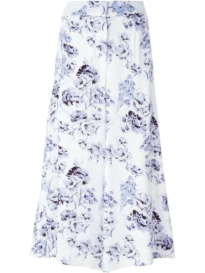 Fay Floral Print Palazzo Trousers, Women's, Size: 42, White, Spandex/elastane/viscose