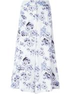 Fay Floral Print Palazzo Trousers, Women's, Size: 42, White, Spandex/elastane/viscose