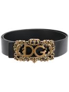 Dolce & Gabbana Framed Logo Buckle Belt - Black