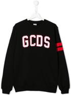Gcds Kids Teen Embroidered Logo Sweatshirt - Black