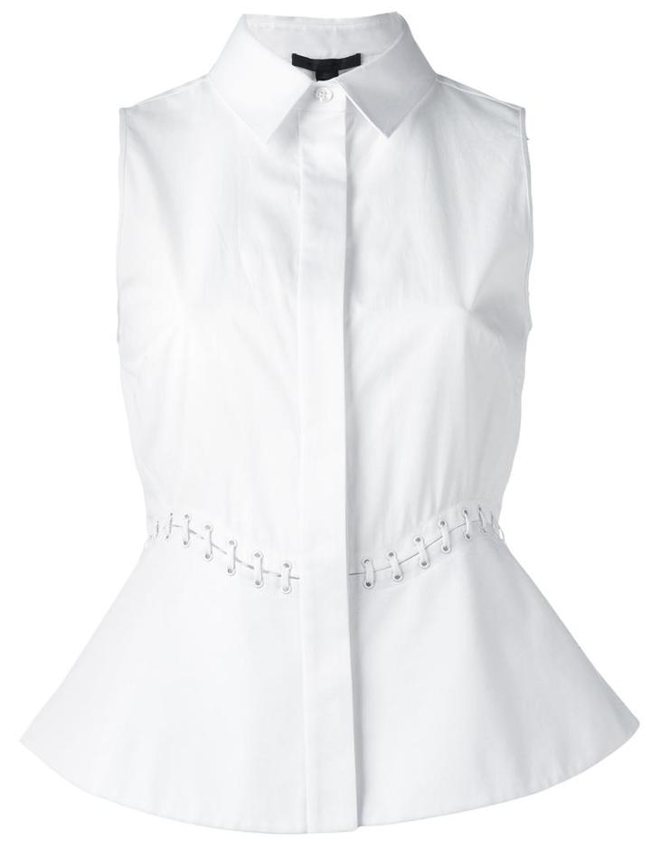 Alexander Wang Lace-up Detail Sleeveless Blouse, Women's, Size: 4, White, Cotton
