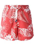 Etro Floral Swimming Shorts, Men's, Size: S, Red, Nylon