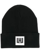 Les Hommes Urban Logo Knitted Hat - Black