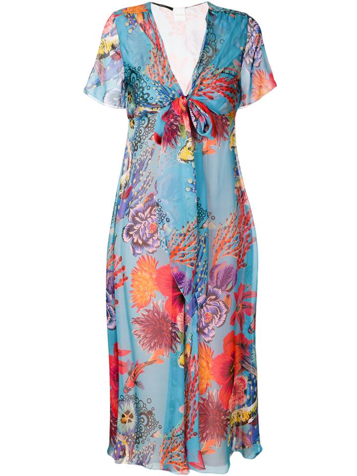 Paul Smith Floral Print Scarf Neck Dress - Multicolour