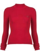 Rosie Assoulin Mock Neck Knit Sweater - Red