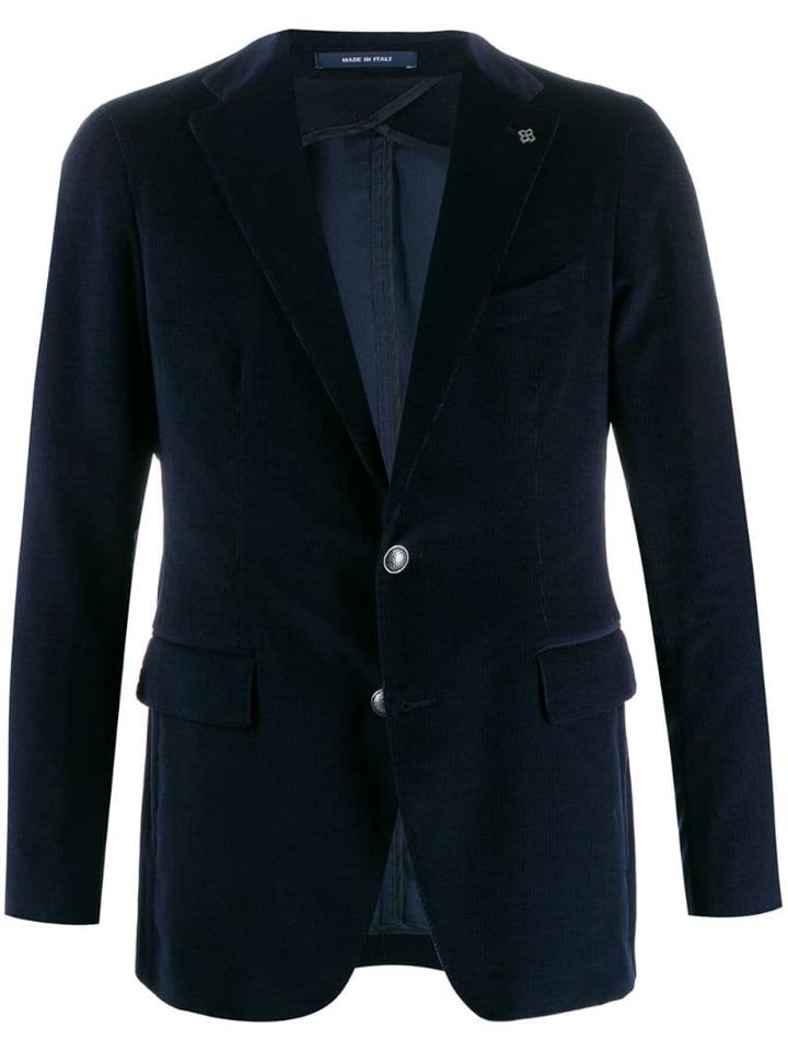 Tagliatore Velvet Single-breasted Blazer - Blue