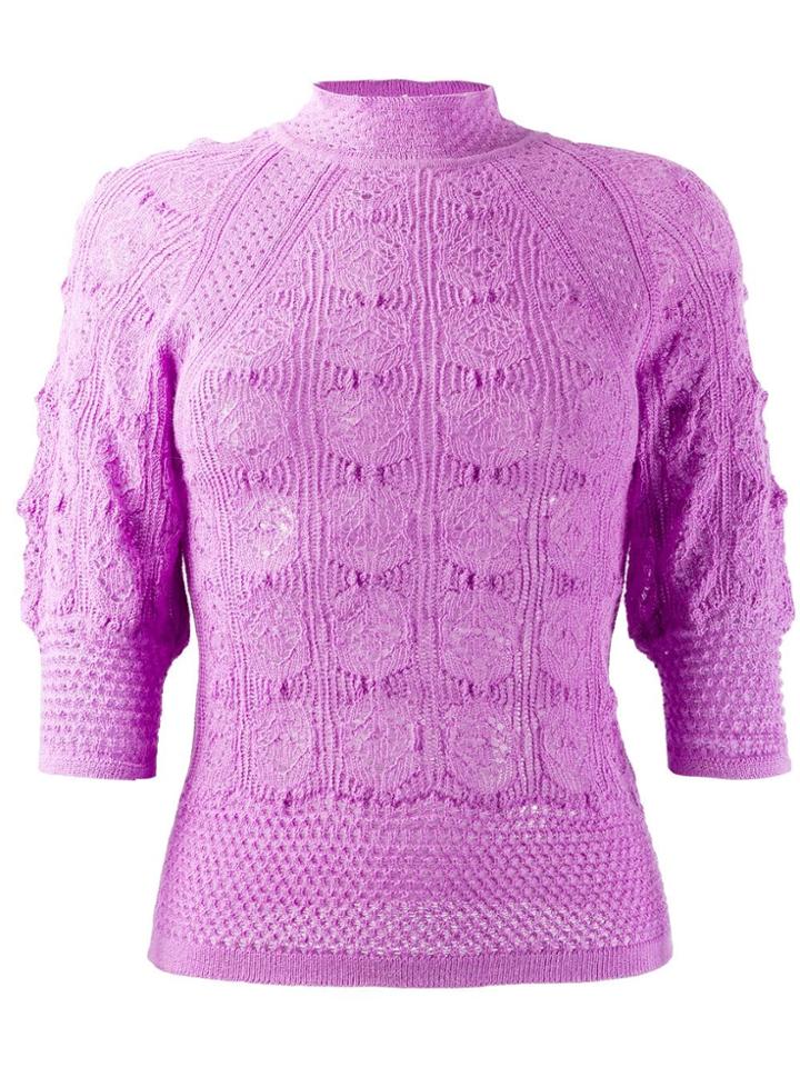 See By Chloé Patterned Knit Turtleneck Top - Purple