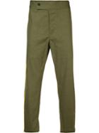 Ann Demeulemeester Side Pipping Cropped Trousers, Men's, Size: Medium, Green, Cotton