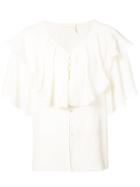 Chloé Ruffled Buttoned Blouse - White