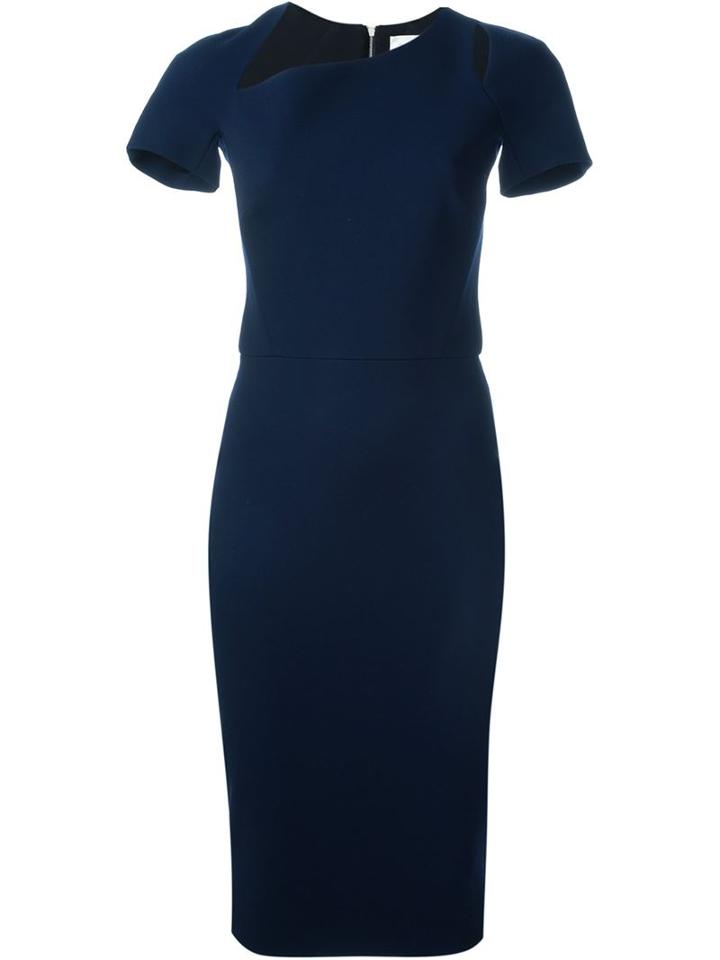 Victoria Beckham Cut-out Fitted Dress, Women's, Size: 6, Blue, Silk/wool