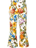 Dolce & Gabbana Floral Print Flared Cropped Trousers - White