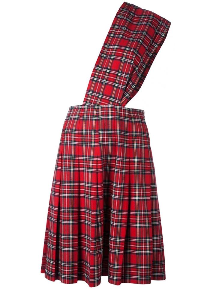 Comme Des Garçons Vintage Kilt Dungaree Skirt - Red