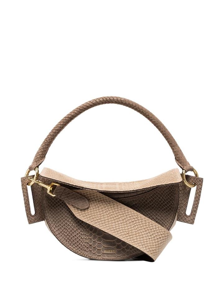 Yuzefi Beige Snake-effect Leather Shoulder Bag - Grey