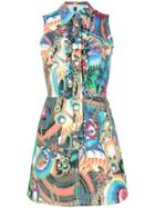 Christian Lacroix Vintage Patterened Denim Dress - Blue