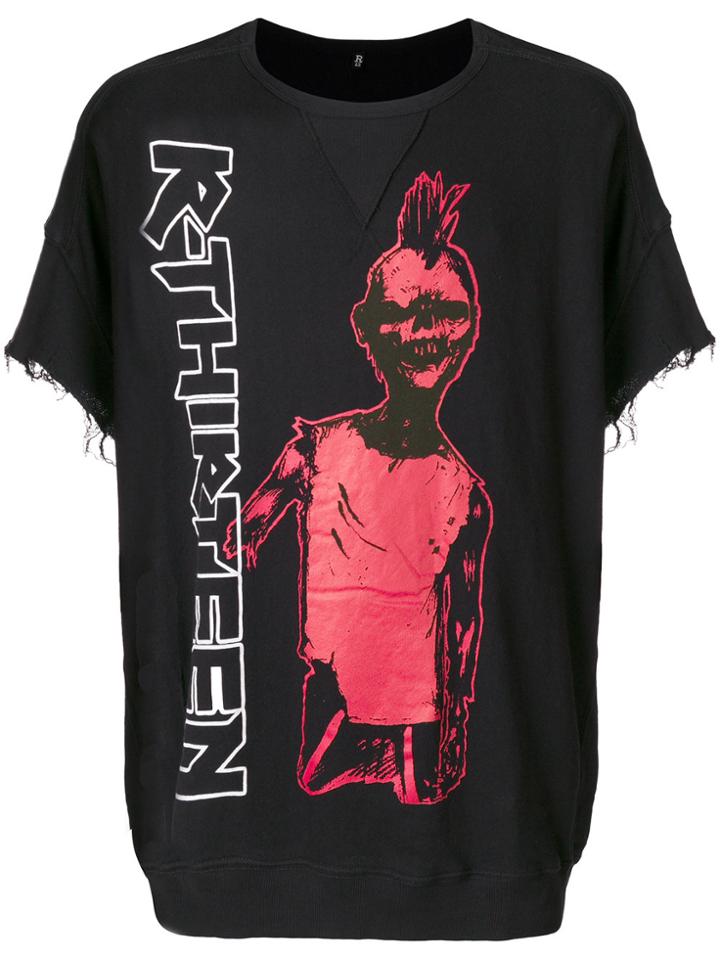 R13 Zombie Ripped Short Sleeve Sweatshirt - Black