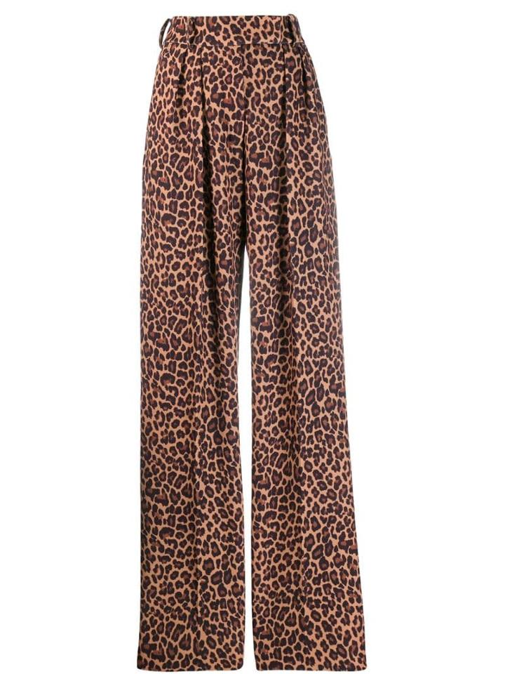 Sara Battaglia Leopard Print Trousers - Brown
