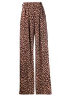 Sara Battaglia Leopard Print Trousers - Brown
