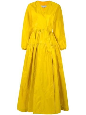 Abadia Gathering Layered Silk Dress - Yellow