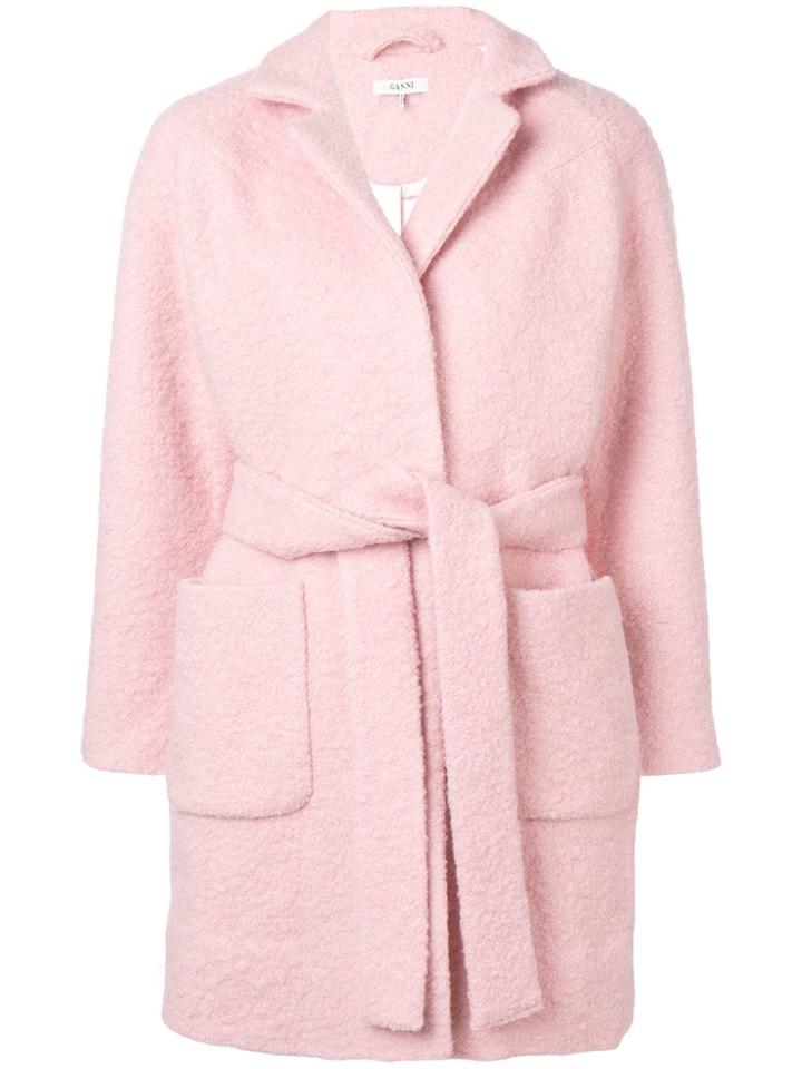 Ganni Wrap Style Coat - Pink