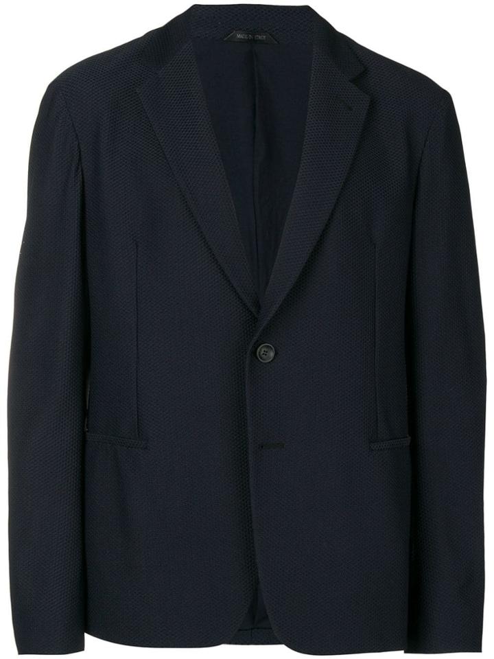 Giorgio Armani Single Breasted Mesh Blazer - Blue