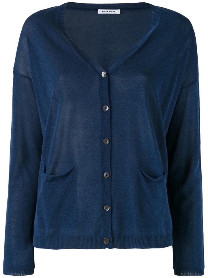 P.a.r.o.s.h. - Knitted Cardigan - Women - Cotton/viscose - S, Blue, Cotton/viscose