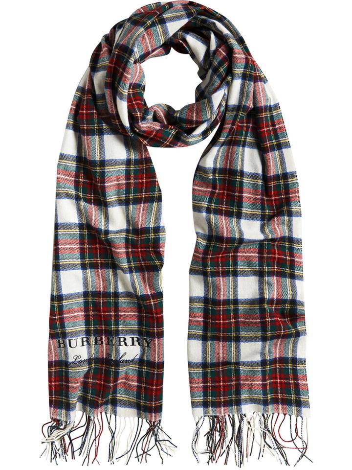 Burberry Oversized Tartan Scarf - White