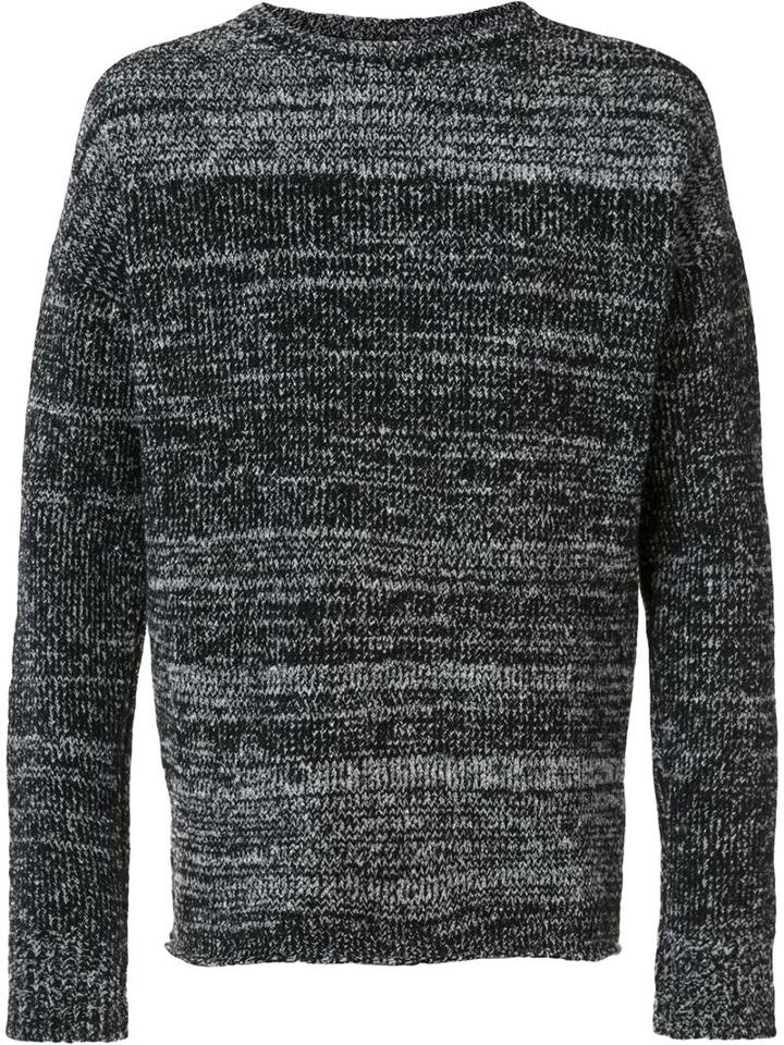 John Elliott Crew Neck Jumper, Men's, Size: Large, Black, Polyamide/wool