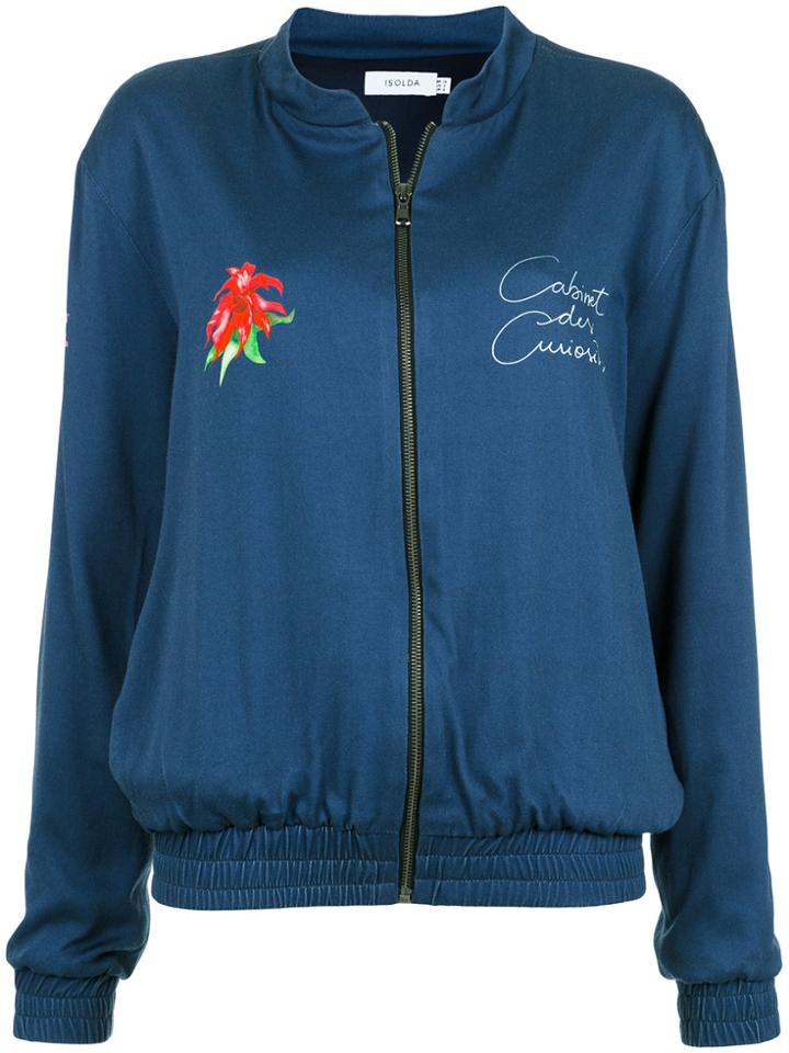 Isolda Floral Print Bomber Jacket - Blue