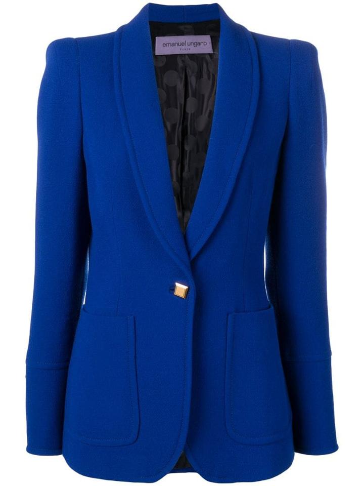 Emanuel Ungaro Pre-owned Structured Shoulders Blazer - Blue